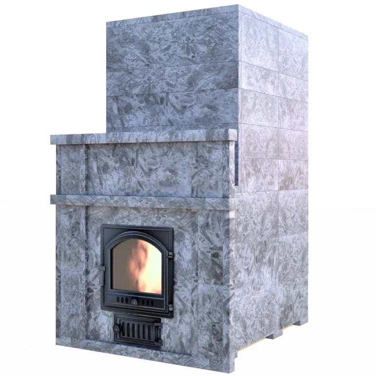 До 35 куб. м Средняя Печь SAMPO с выносной топкой из шамота для Бани по-Белому