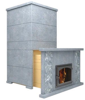 До 25 куб.м. Мини-печь SAMPO с выносной топкой из шамотных блоков для Бани по-Белому
