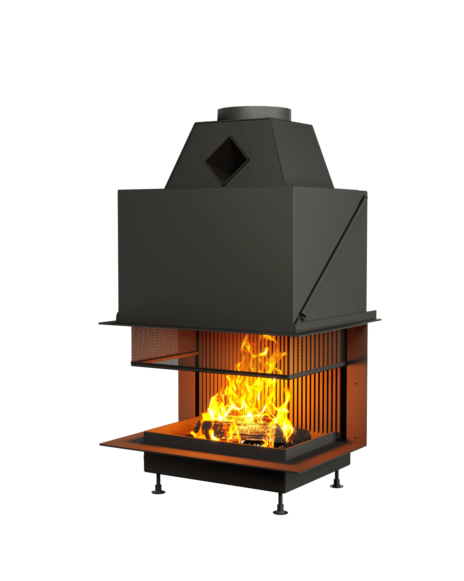 ОТКРЫТАЯ КАМИННАЯ ТОПКА С СЕТКОЙ АСТОВ О3С 75\50