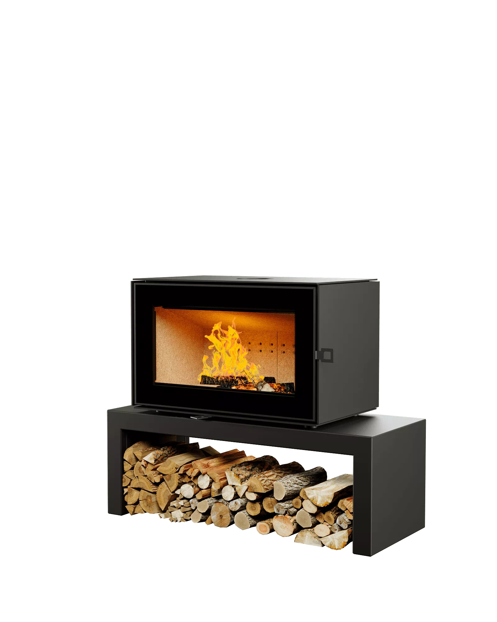 ПЕЧЬ-КАМИН КУБ 800 на подиуме