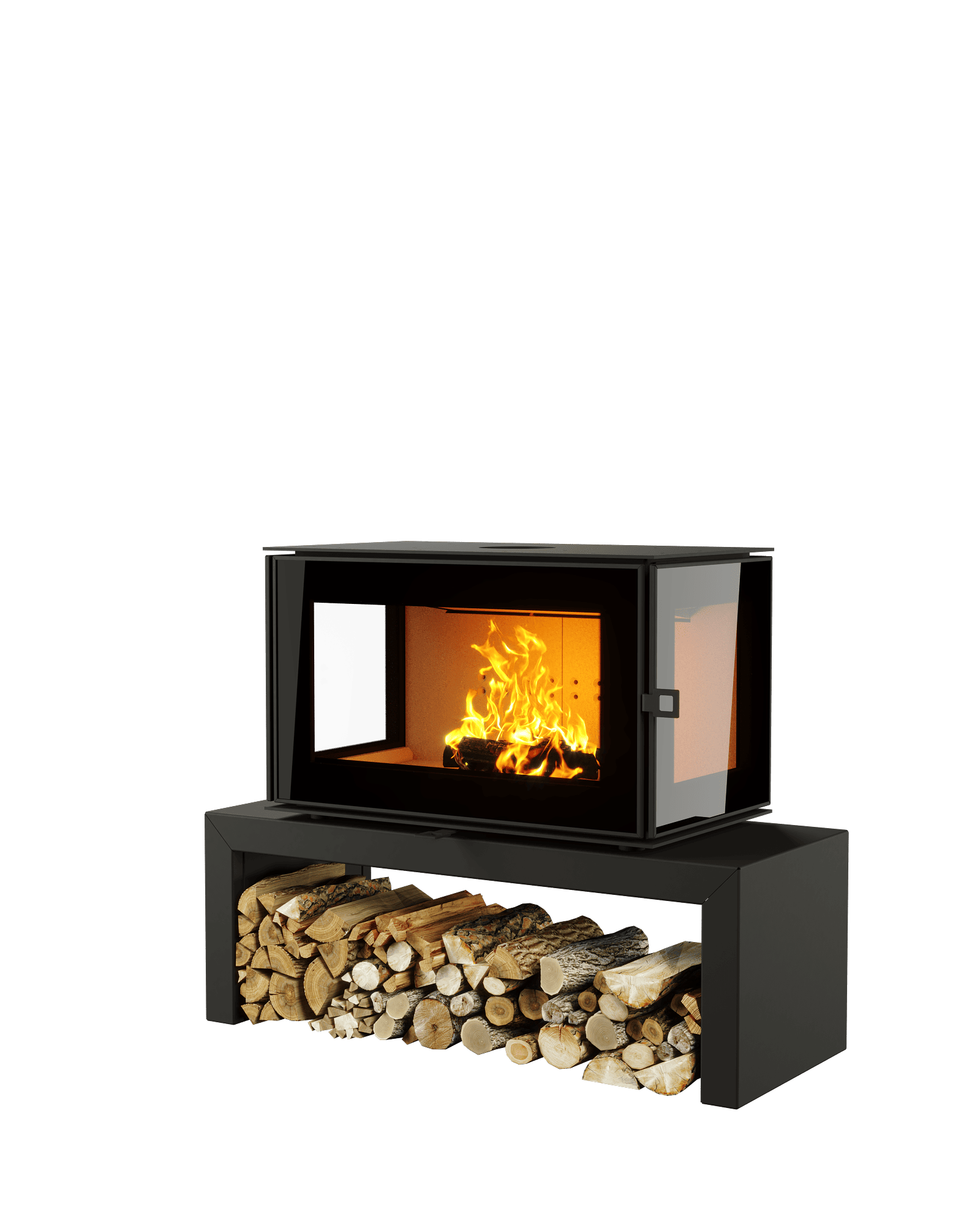 ПЕЧЬ-КАМИН КУБ 3С 800 на подиуме