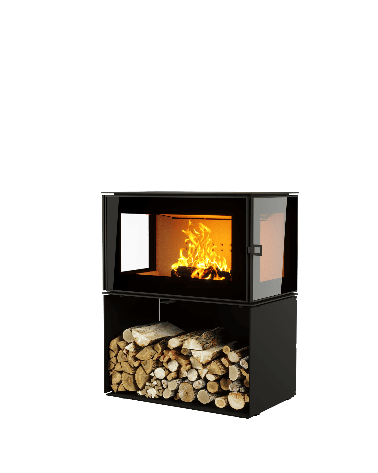 ПЕЧЬ-КАМИН КУБ 3С 800 на дровнике